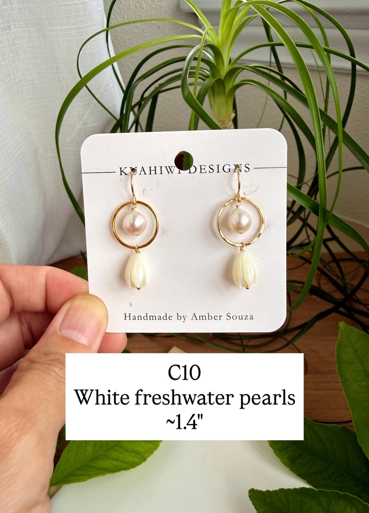 Pearl and Pikake Hoop Earrings
