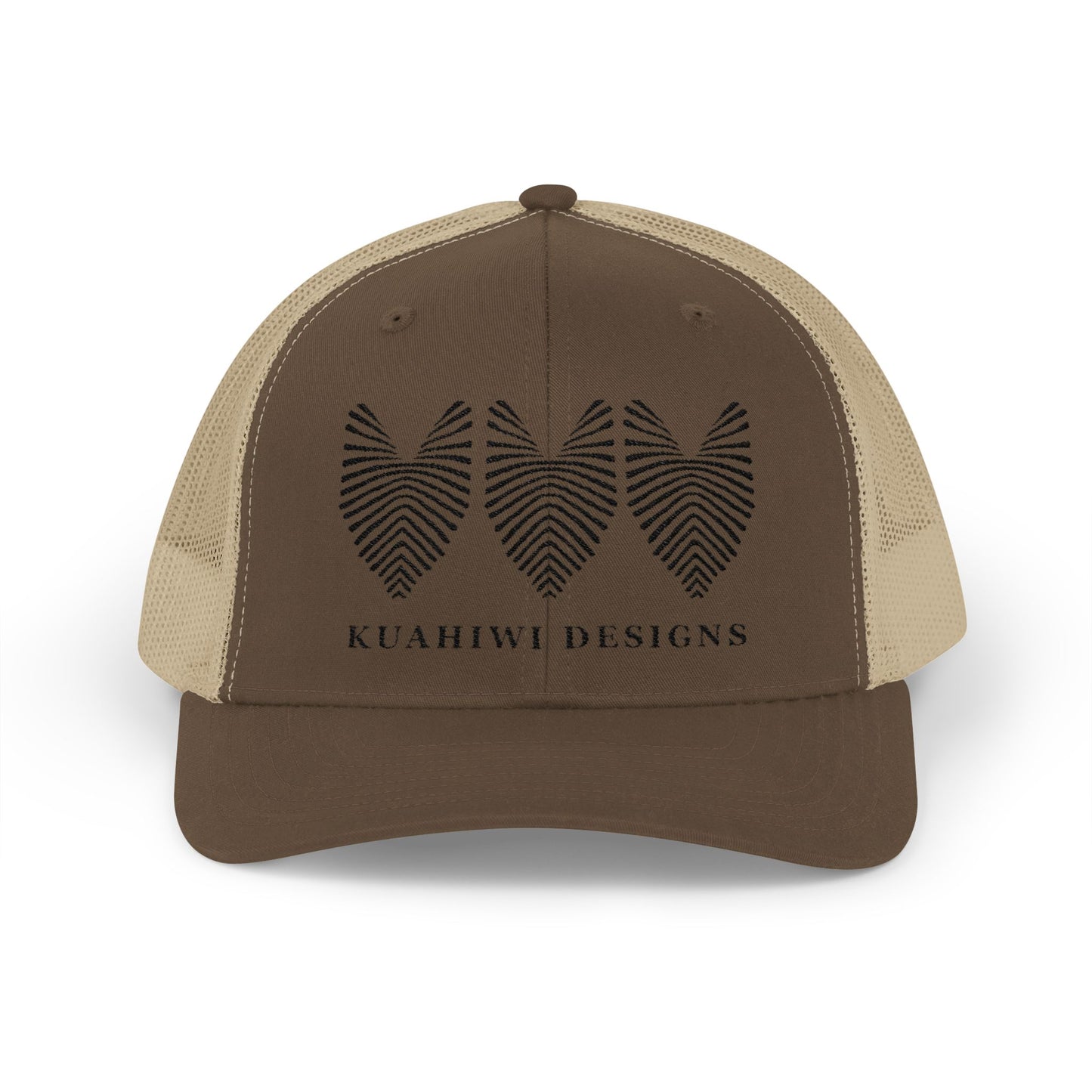 Kalo Trucker Hat - Black Stitching on Brown/Khaki