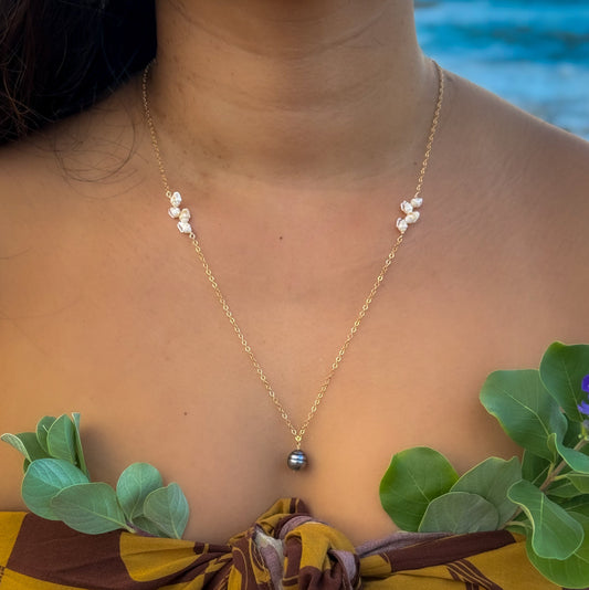Niihau Momi Shell and Pearl Necklace