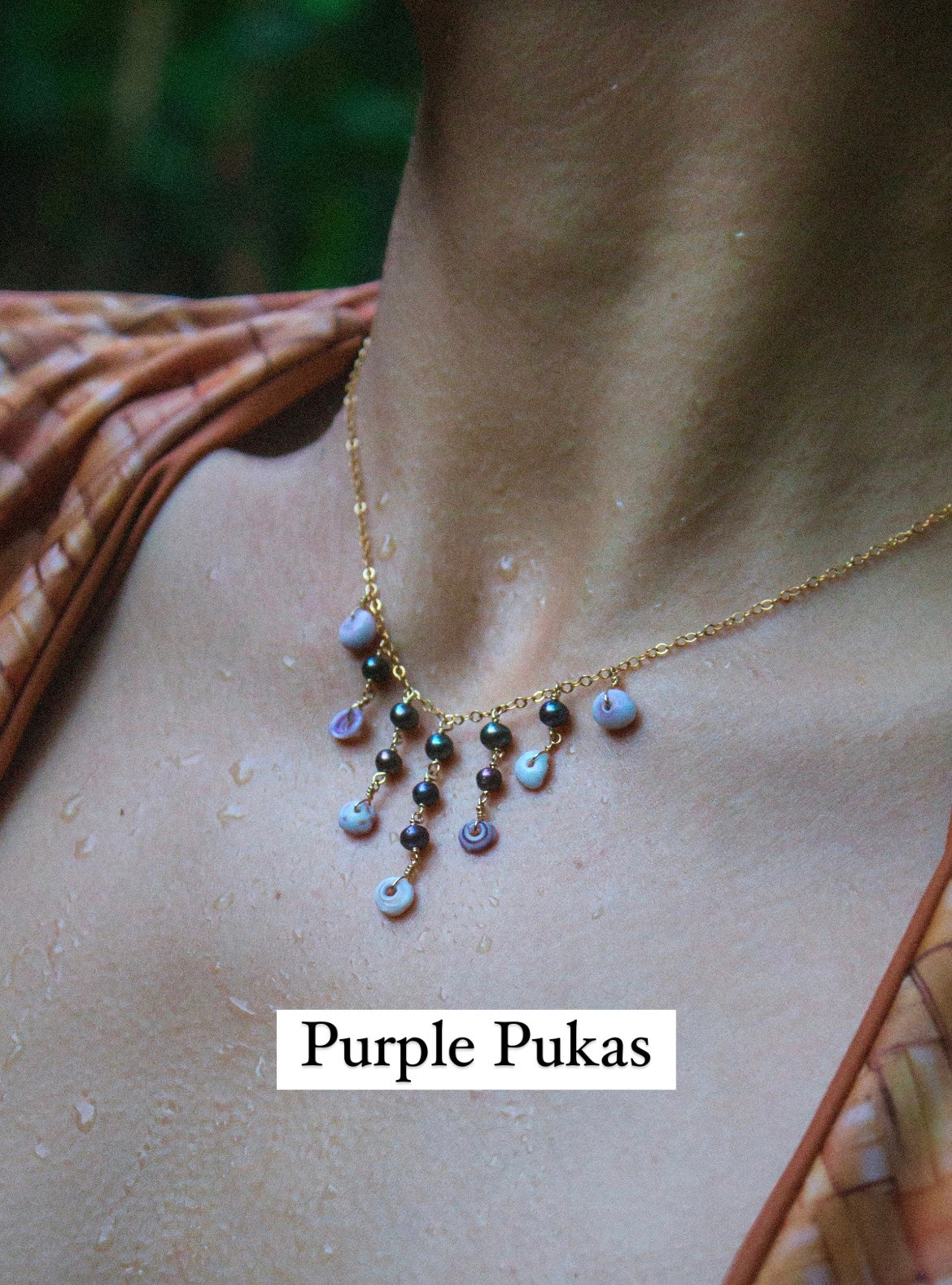 Puka and Pearl Droplet Necklace