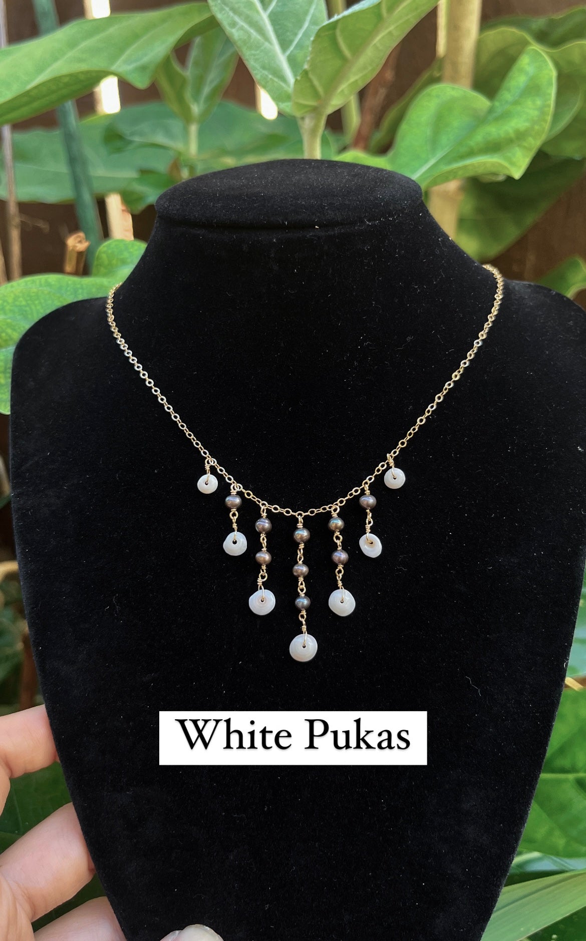 Puka and Pearl Droplet Necklace