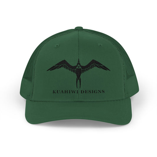 'Iwa Trucker Hat - Black Stitching on Evergreen