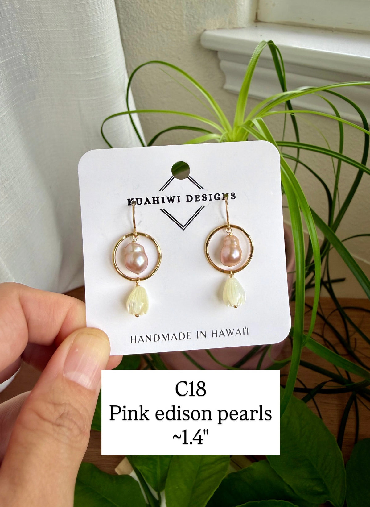 Pearl and Pikake Hoop Earrings