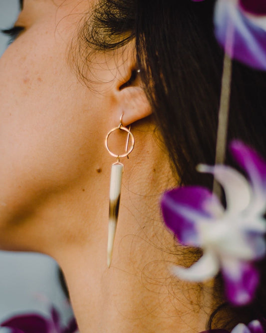 Porcupine Quill and Gold Hoops