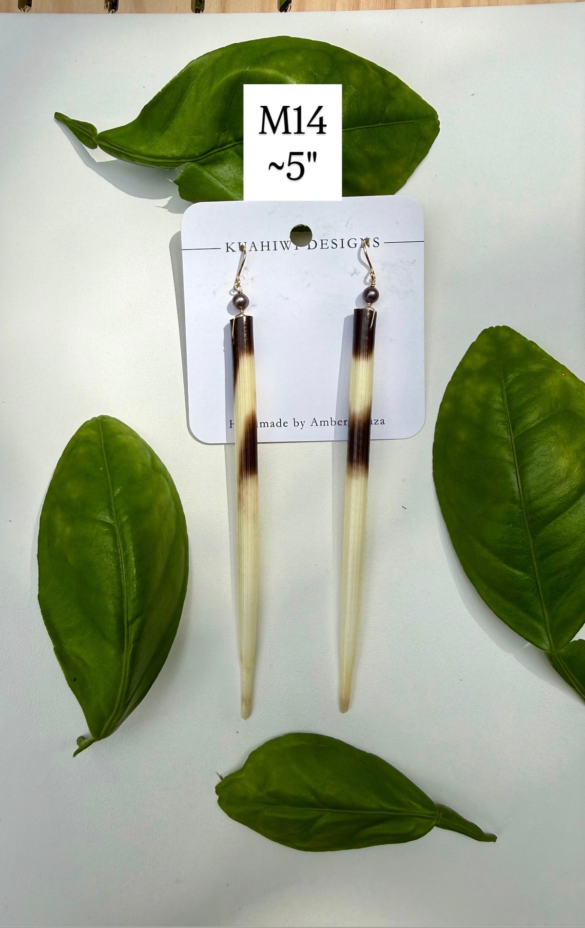 Porcupine Quill and Pearl Earrings