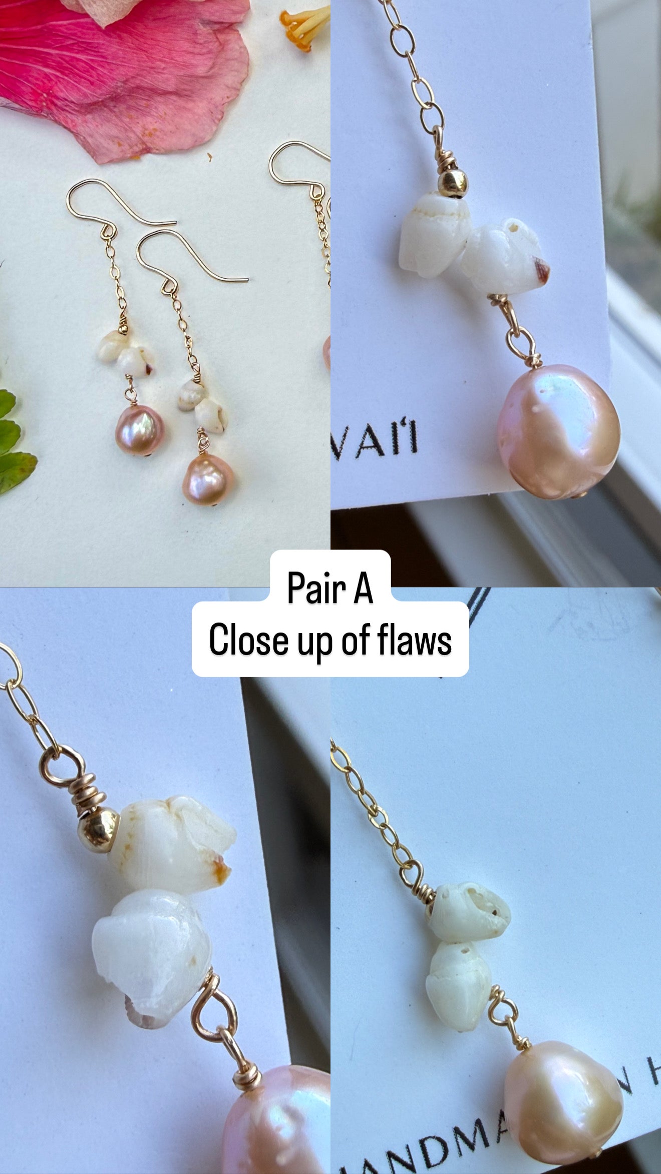 Flawed Pearl and Ni'ihau Shell Earrings - Kala Mai Sale Item