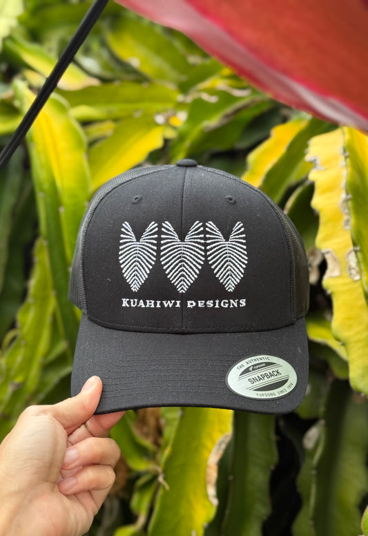 Kalo Trucker Hat - White Stitching on Black
