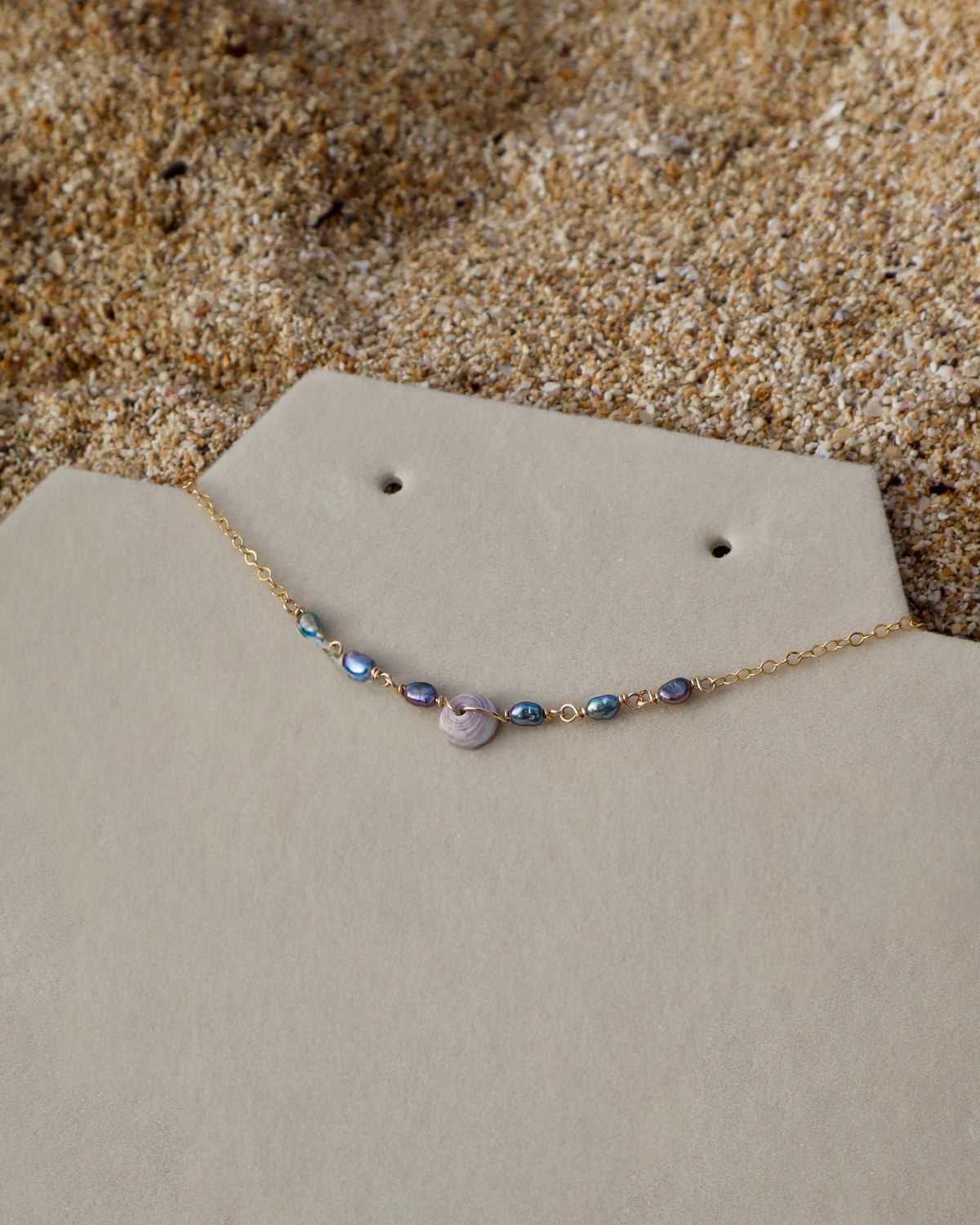 Purple Puka and Pearl Necklace