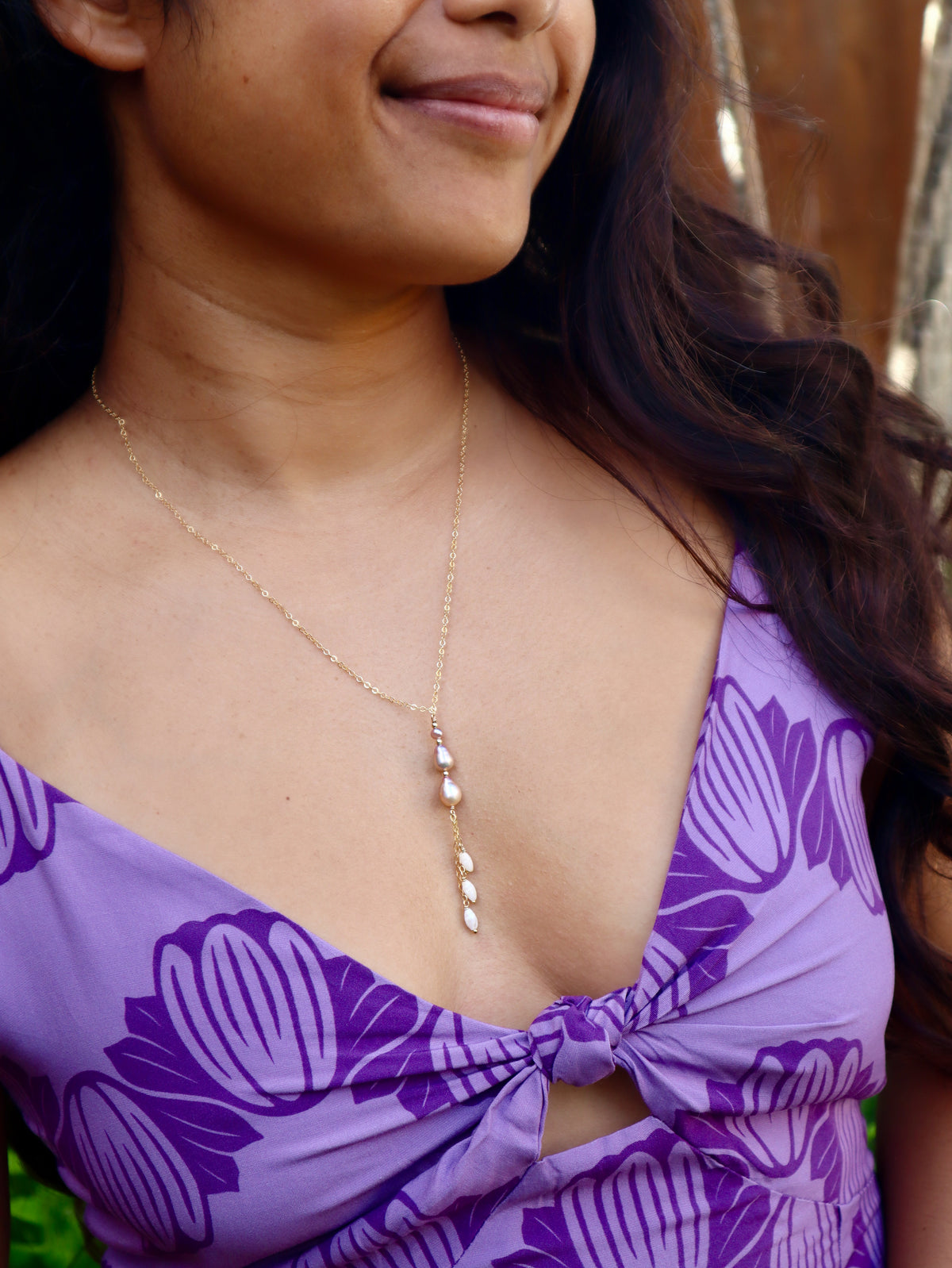 Pearl and Shell Droplet Necklace