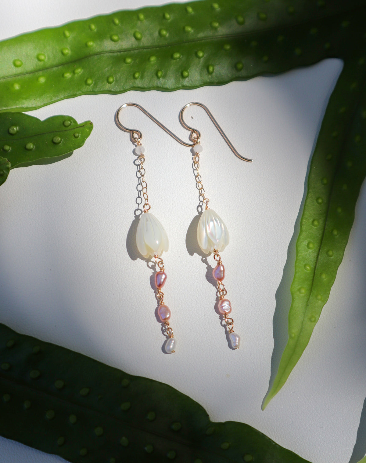 Ombre Pearl and Pikake Earrings
