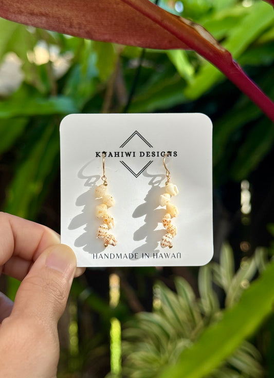 Speckled Kauai Momi Shell Earrings