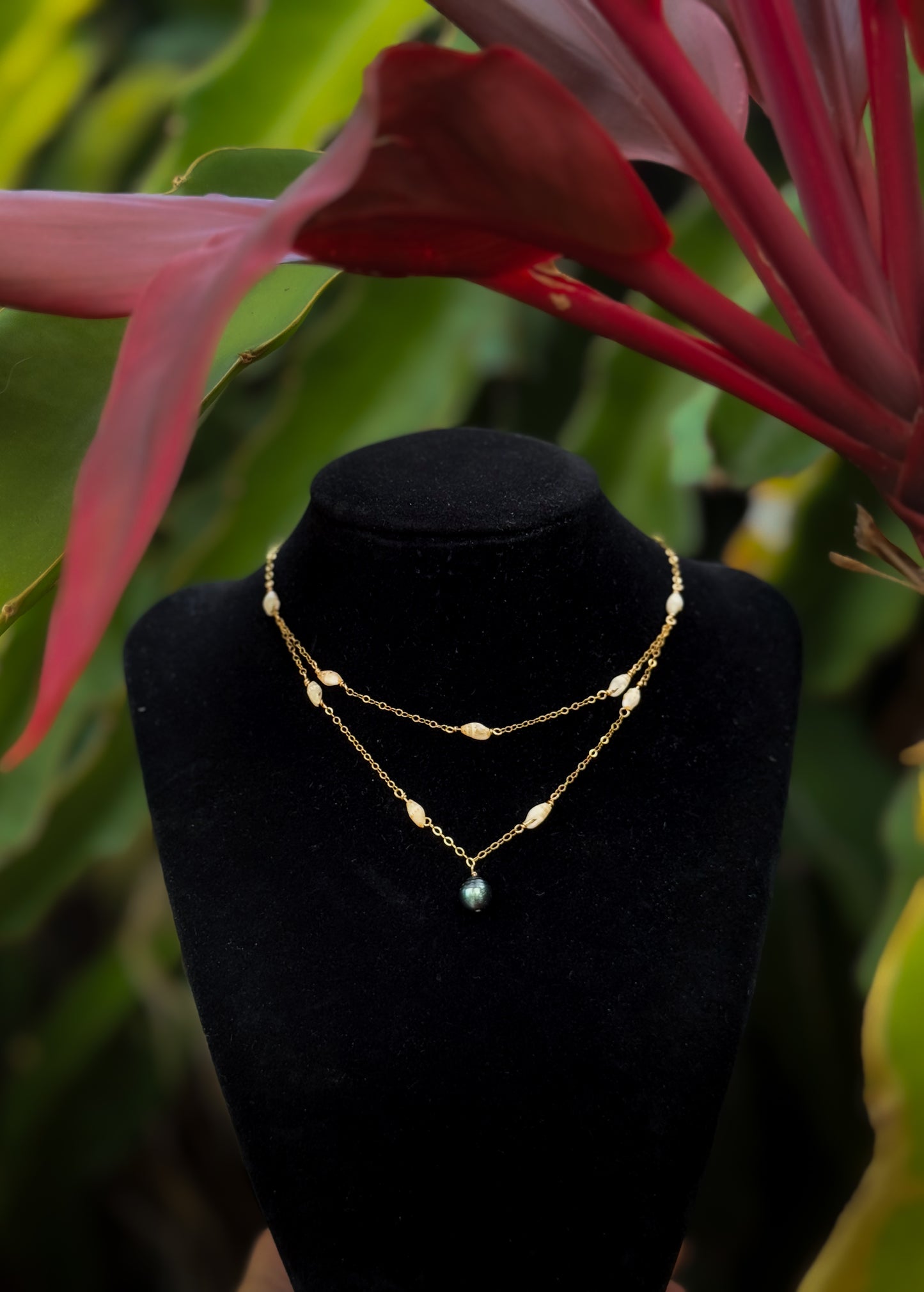 Niihau Laiki and Pearl Layered Necklace