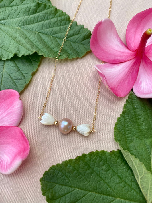 Edison Pearl and Pikake Necklace