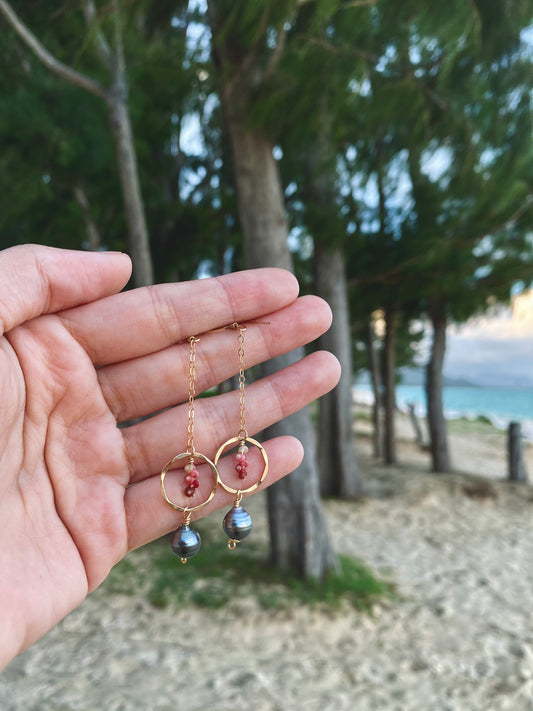 Ombré Kahelelani and Pearl Earrings