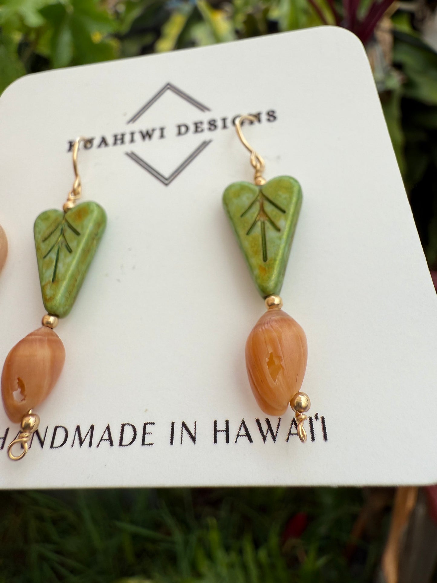 Flawed Poleho Shell and Kalo Earrings - Kala Mai Sale Item