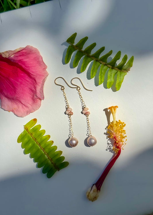 Flawed Pearl and Ni'ihau Kahelelani Earrings - Kala Mai Sale Item