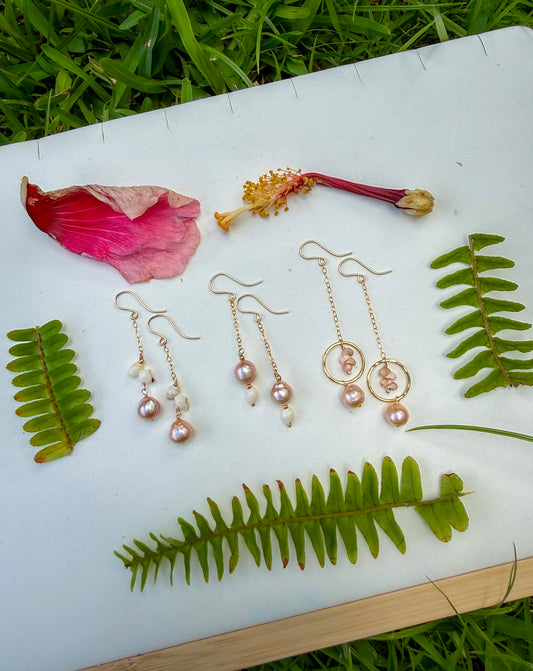 Flawed Pearl and Ni'ihau Shell Earrings - Kala Mai Sale Item