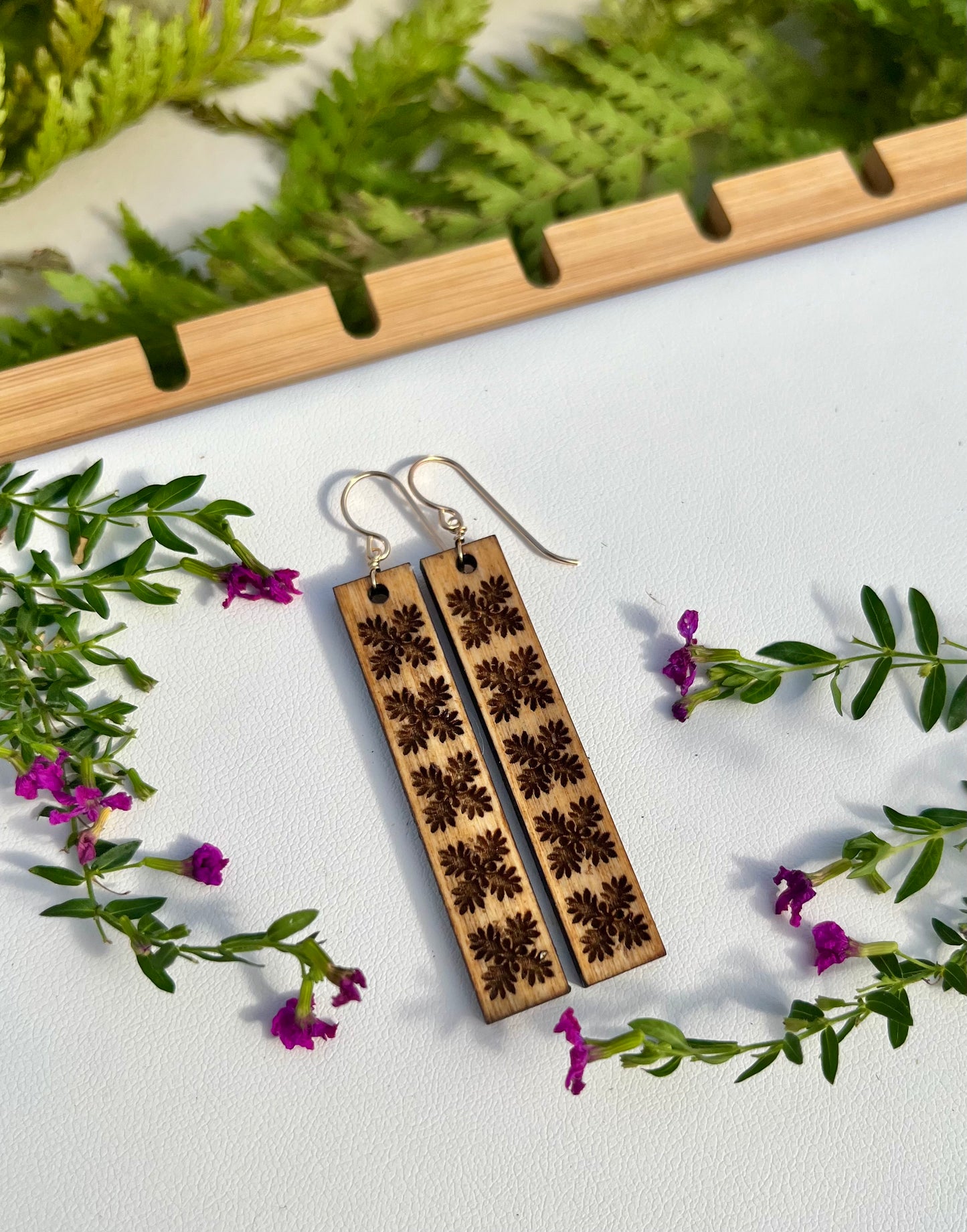 'Ulu Quilt Wood Earrings