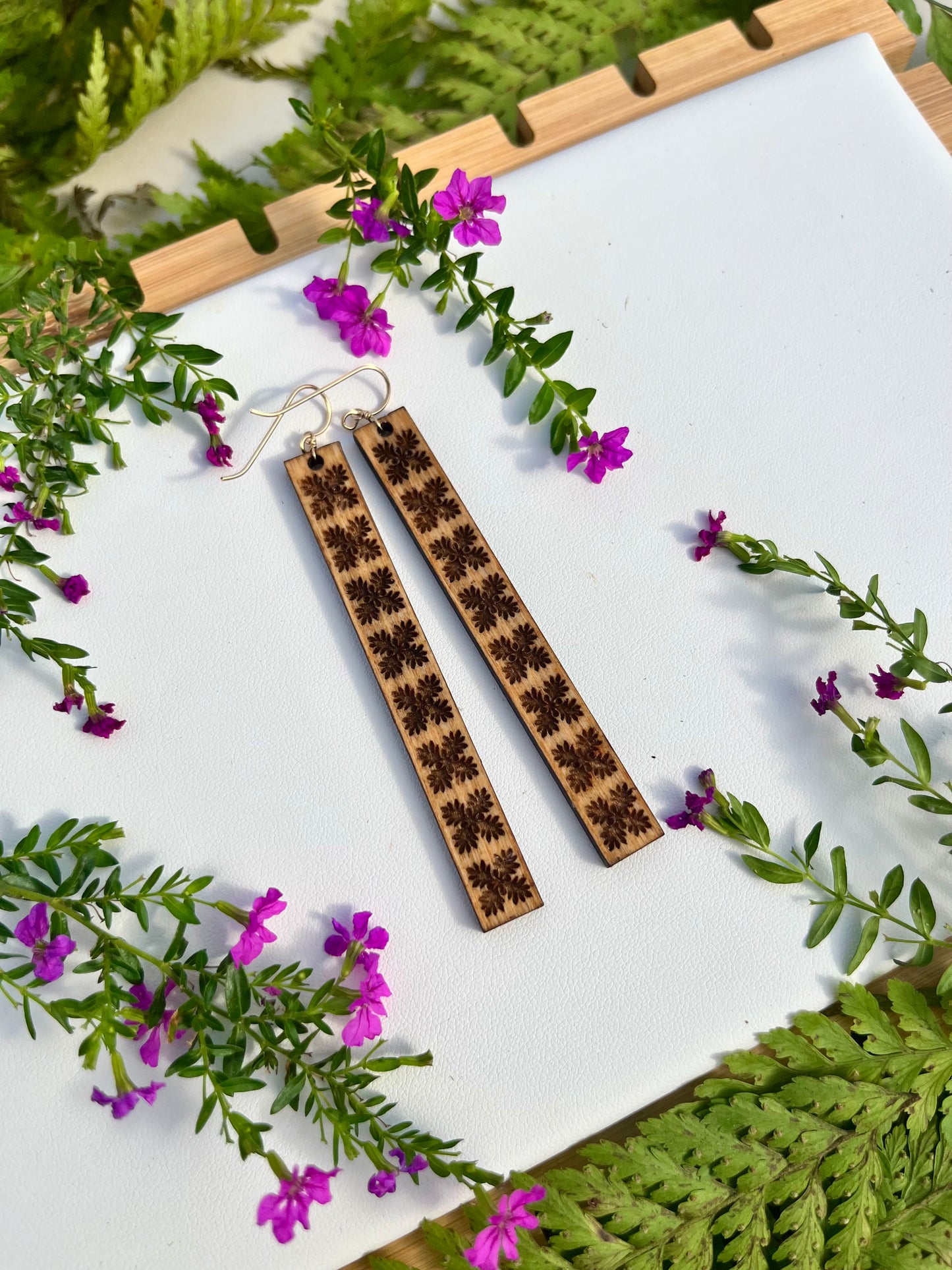 'Ulu Quilt Wood Earrings