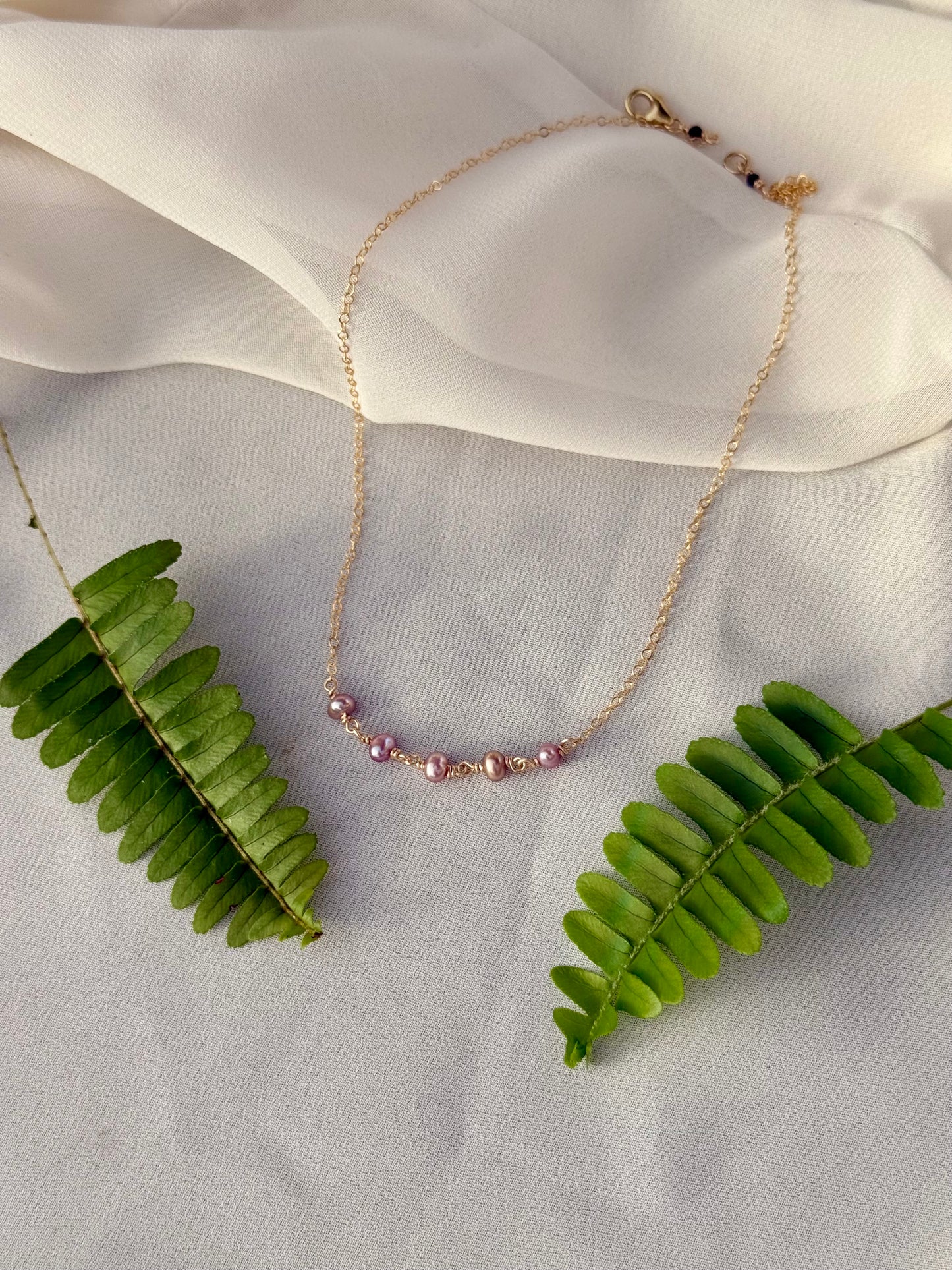 Mini Pink Pearl Layering Necklace