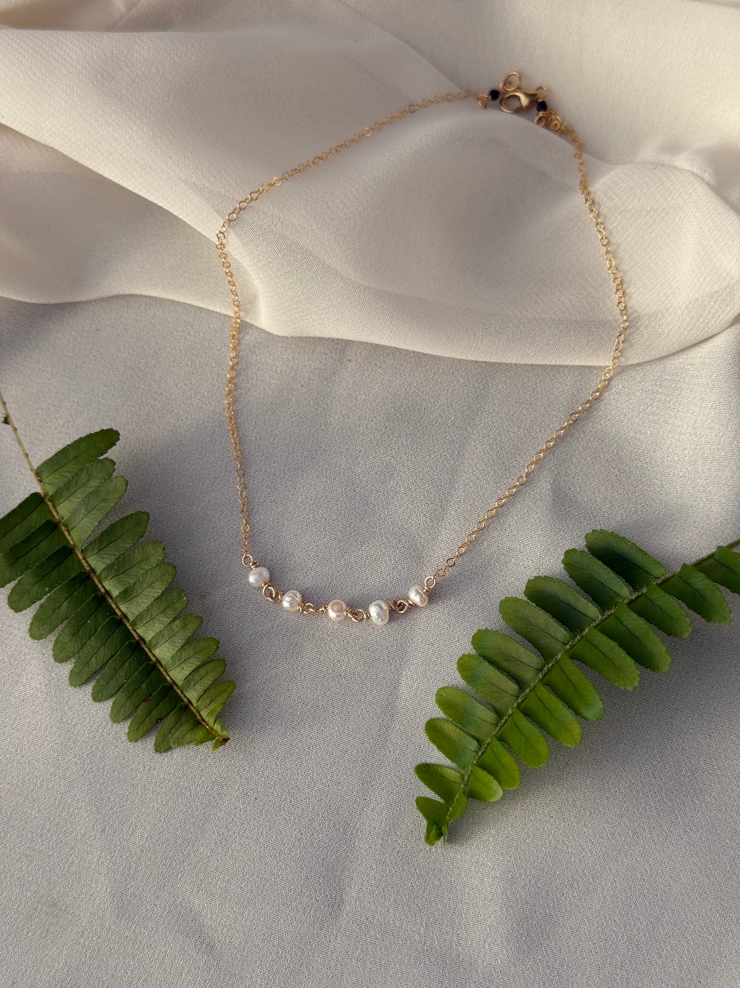 Mini White Pearl Layering Necklace