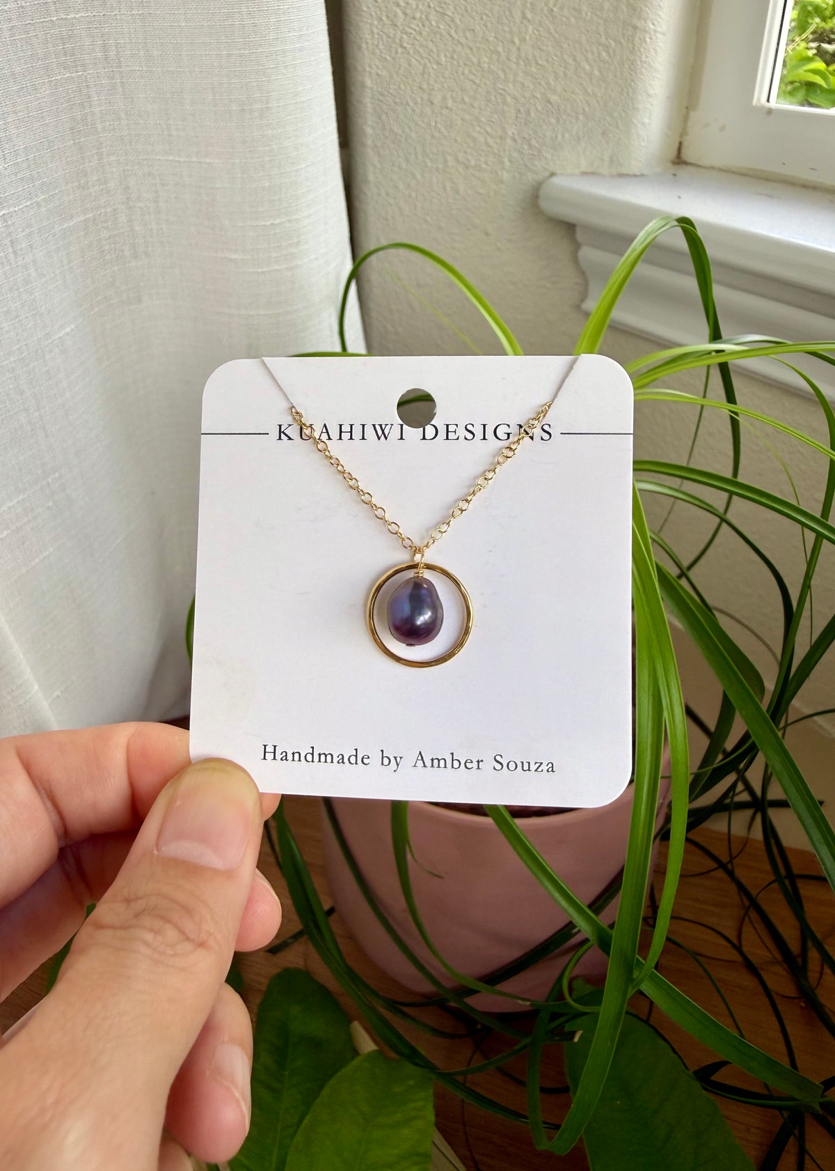Freshwater Pearl Hoop Necklace