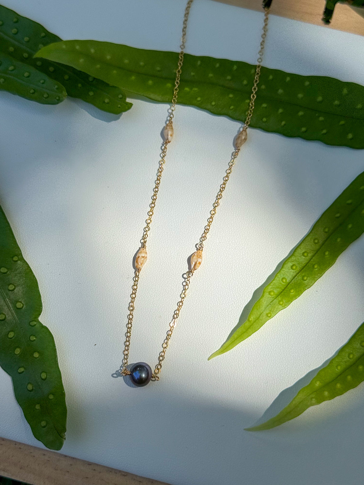 Niihau Laiki and Pearl Necklace