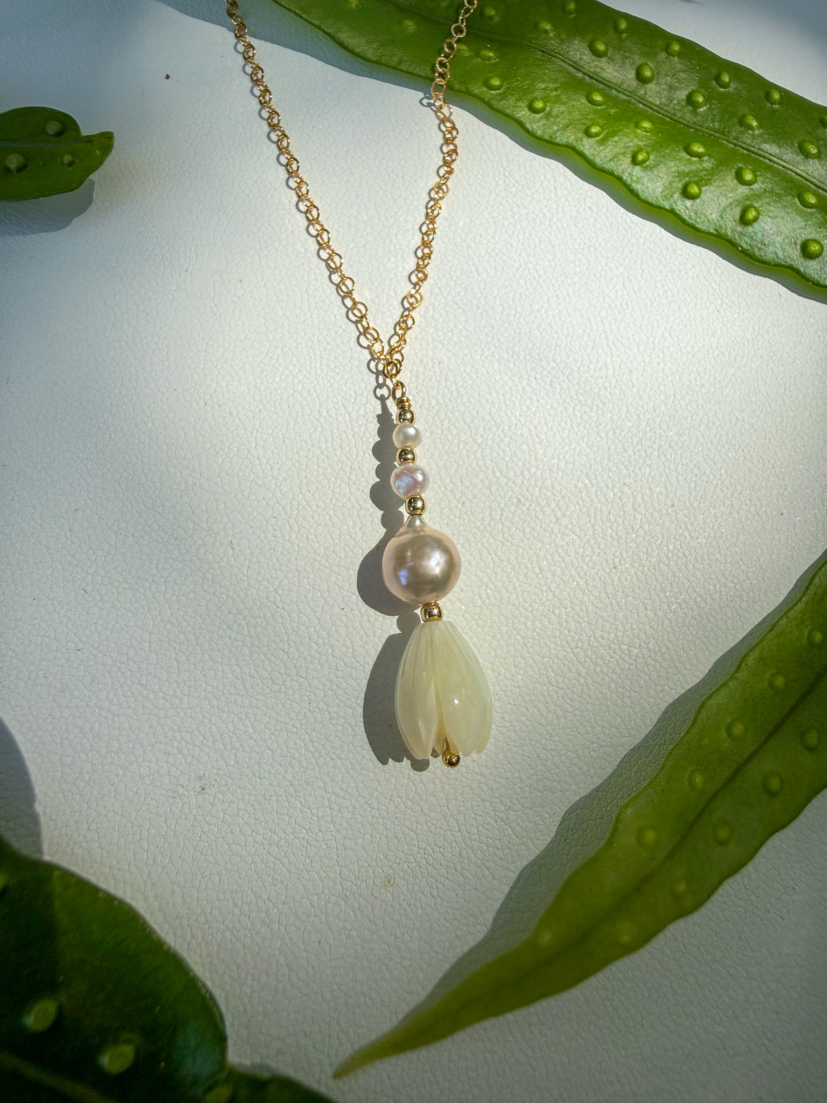 Pikake and Pearl Pendant Necklace