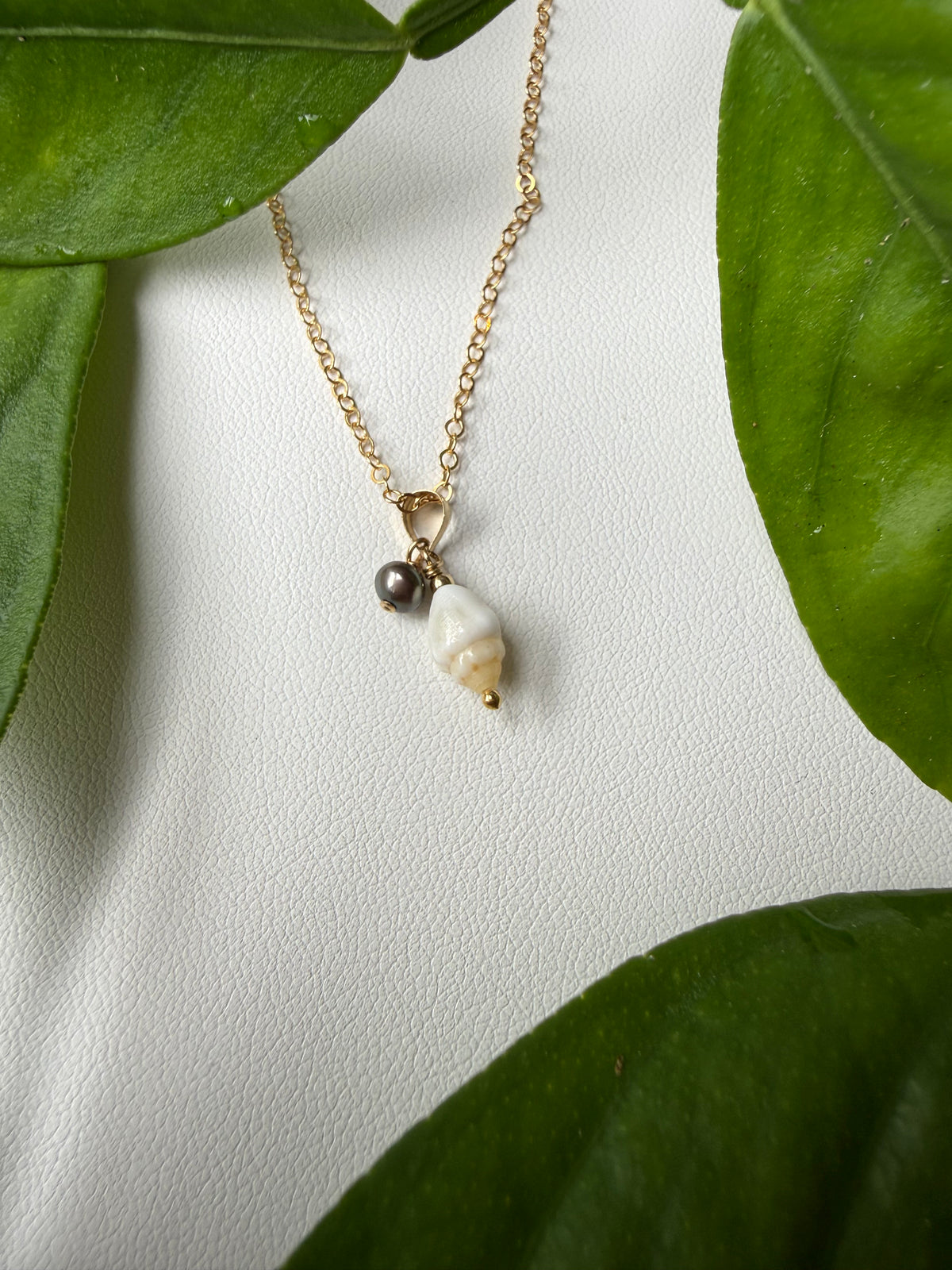 Niihau Momi and Pearl Necklace