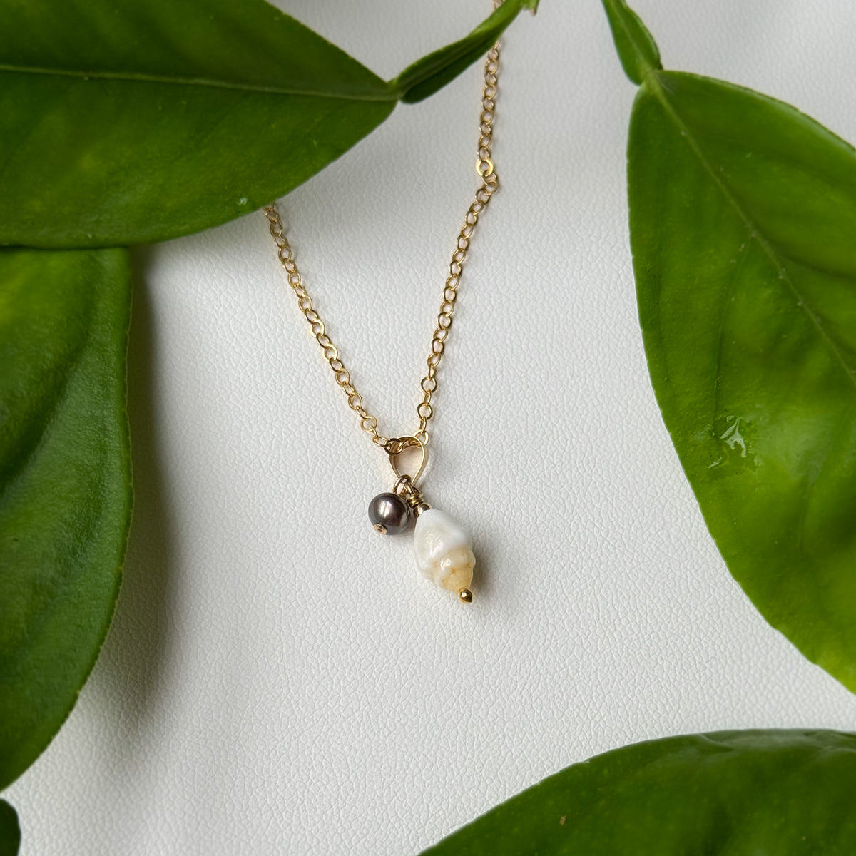 Niihau Momi and Pearl Necklace