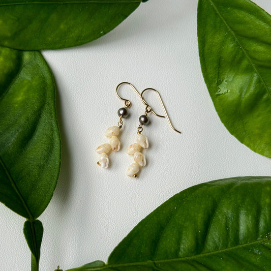 Niihau Momi and Pearl Earrings