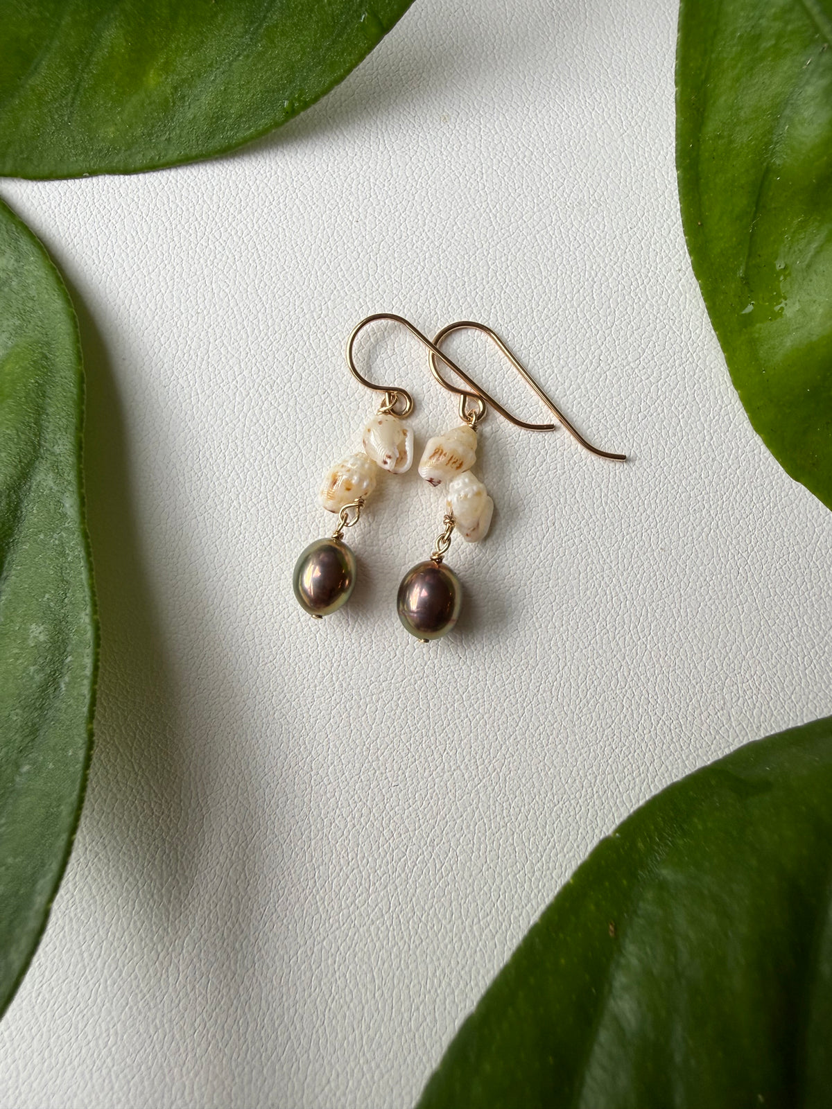 Niihau Momi and Pearl Earrings