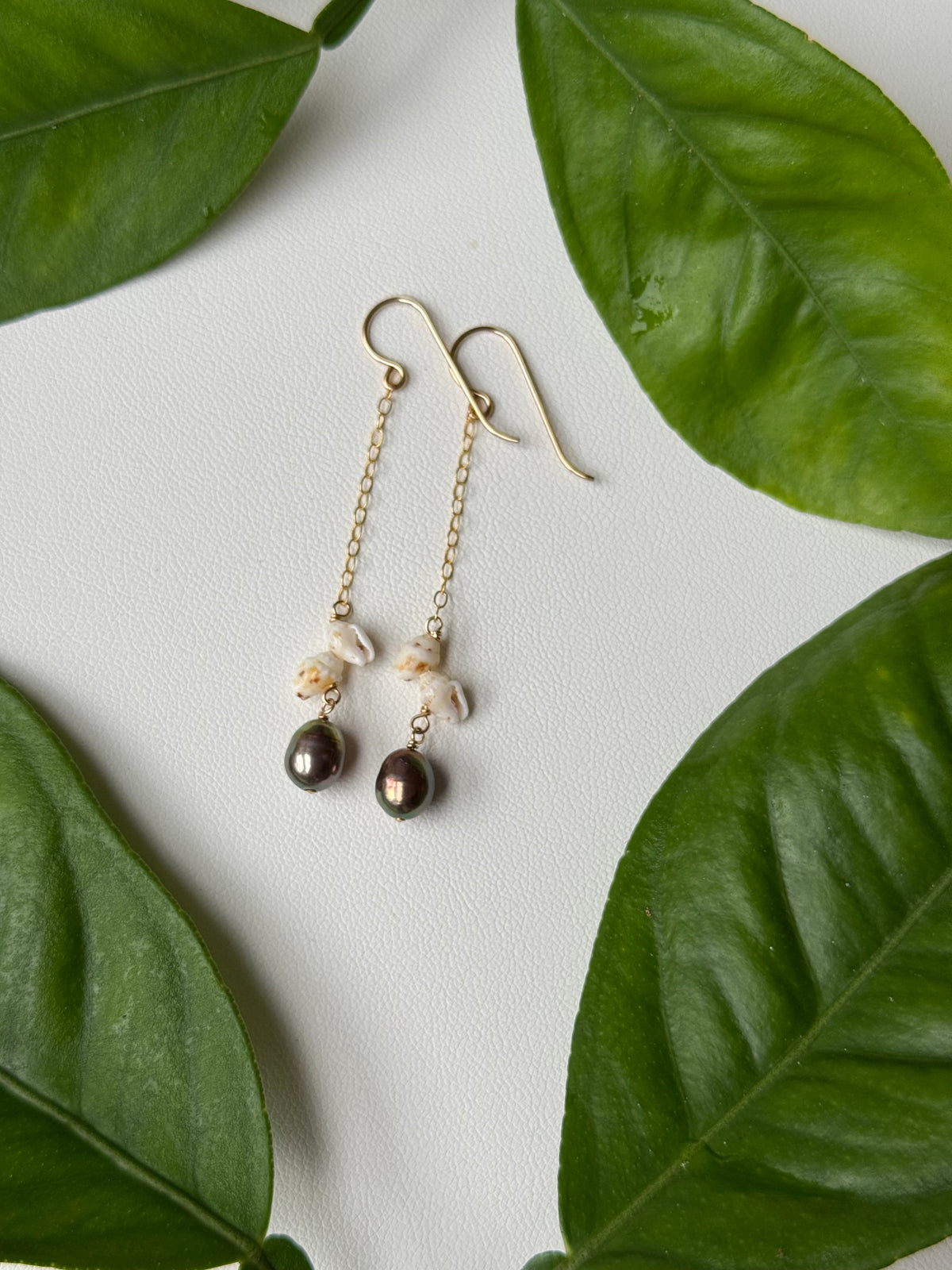 Niihau Momi and Pearl Earrings
