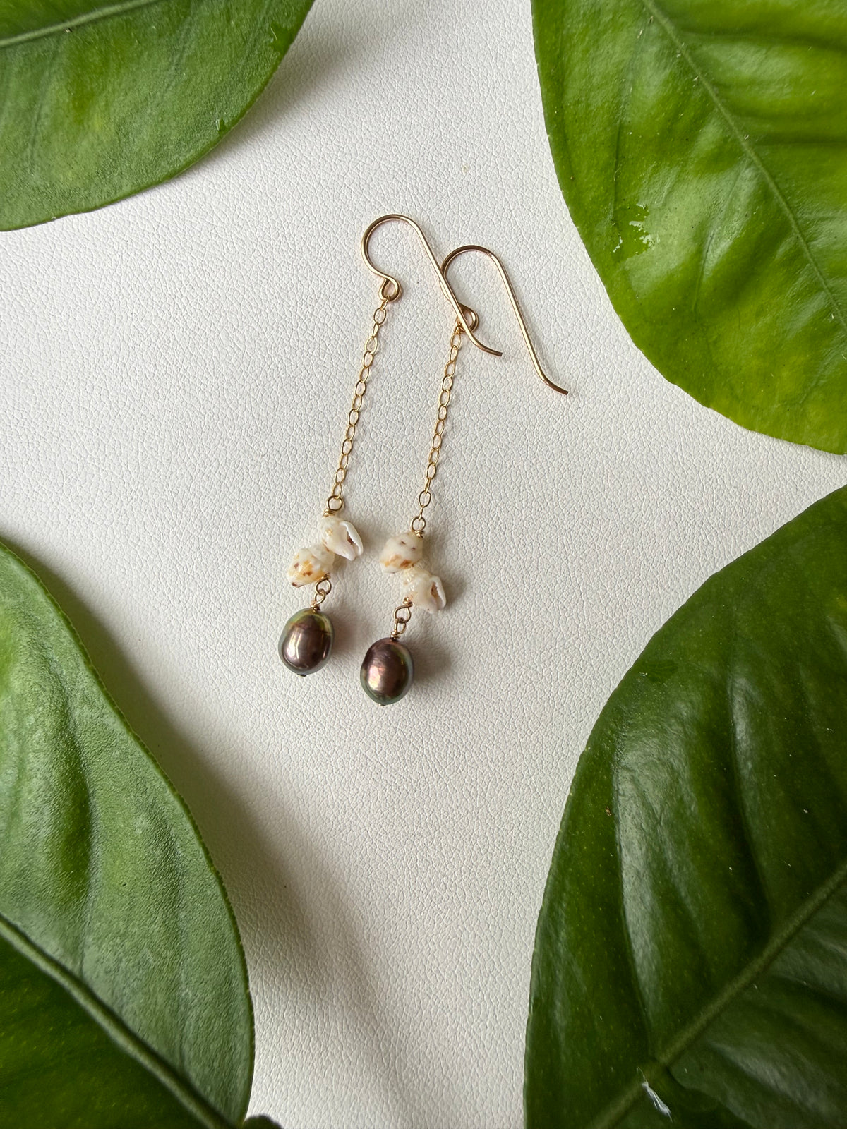 Niihau Momi and Pearl Earrings
