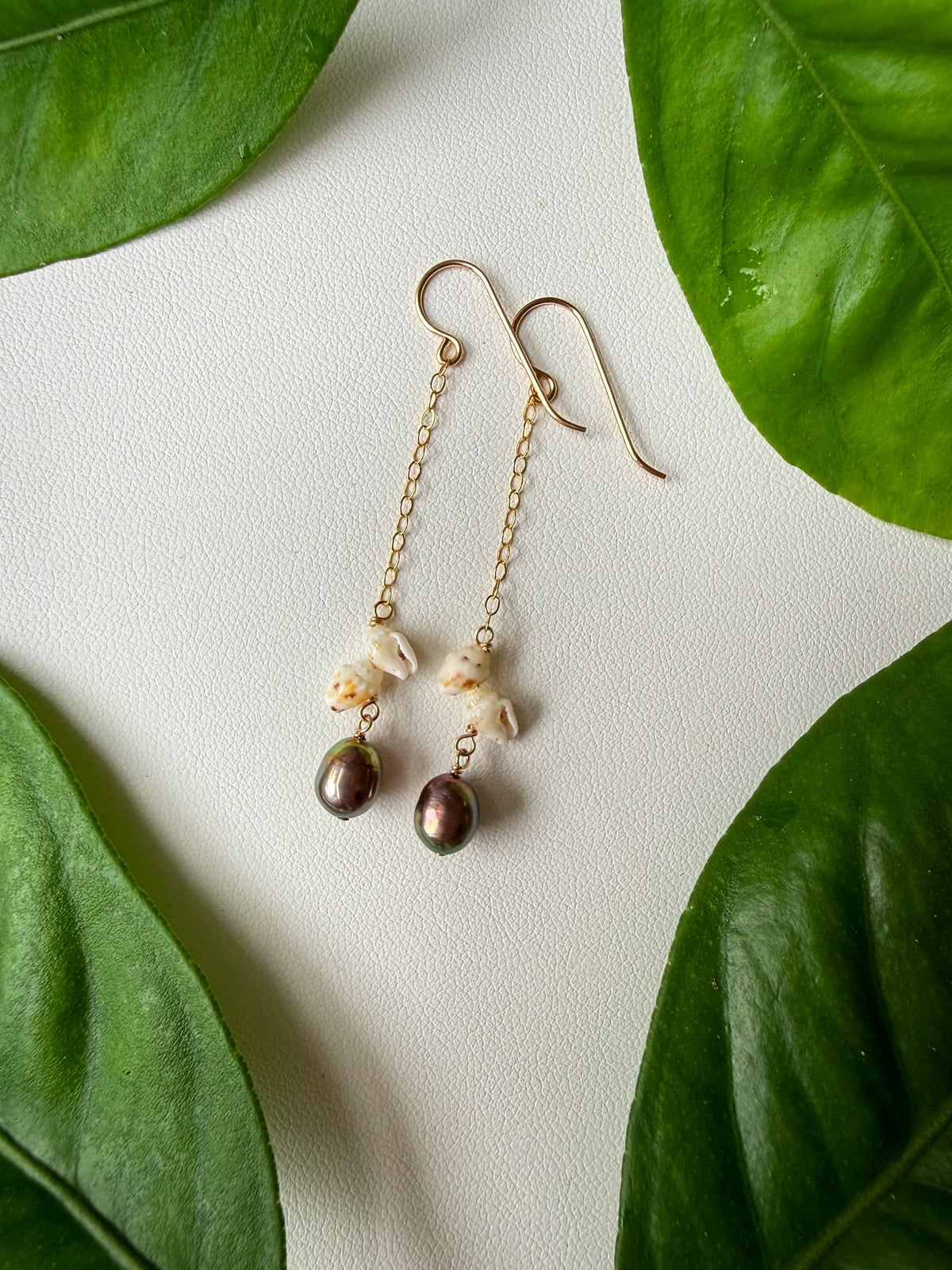 Niihau Momi and Pearl Earrings