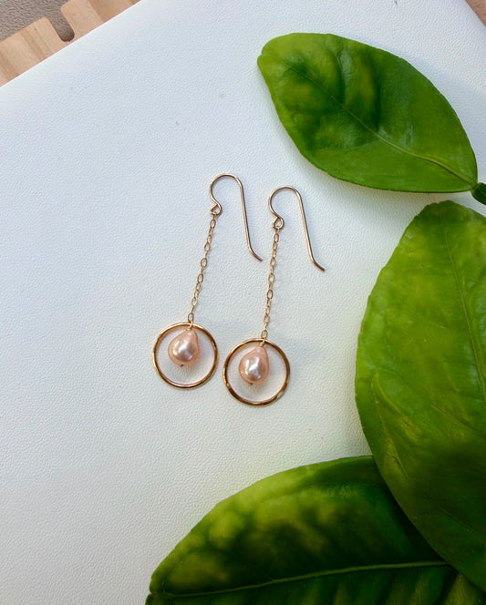 Pink Pearl Hoops