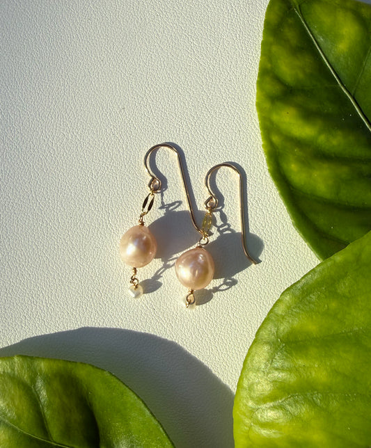 Pink Pearl Droplet Earrings