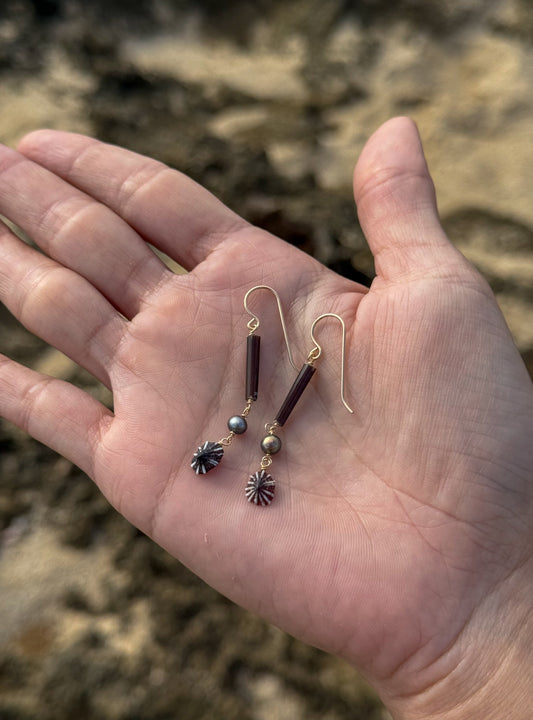 Opihi Awa and Porcupine Quill Earrings