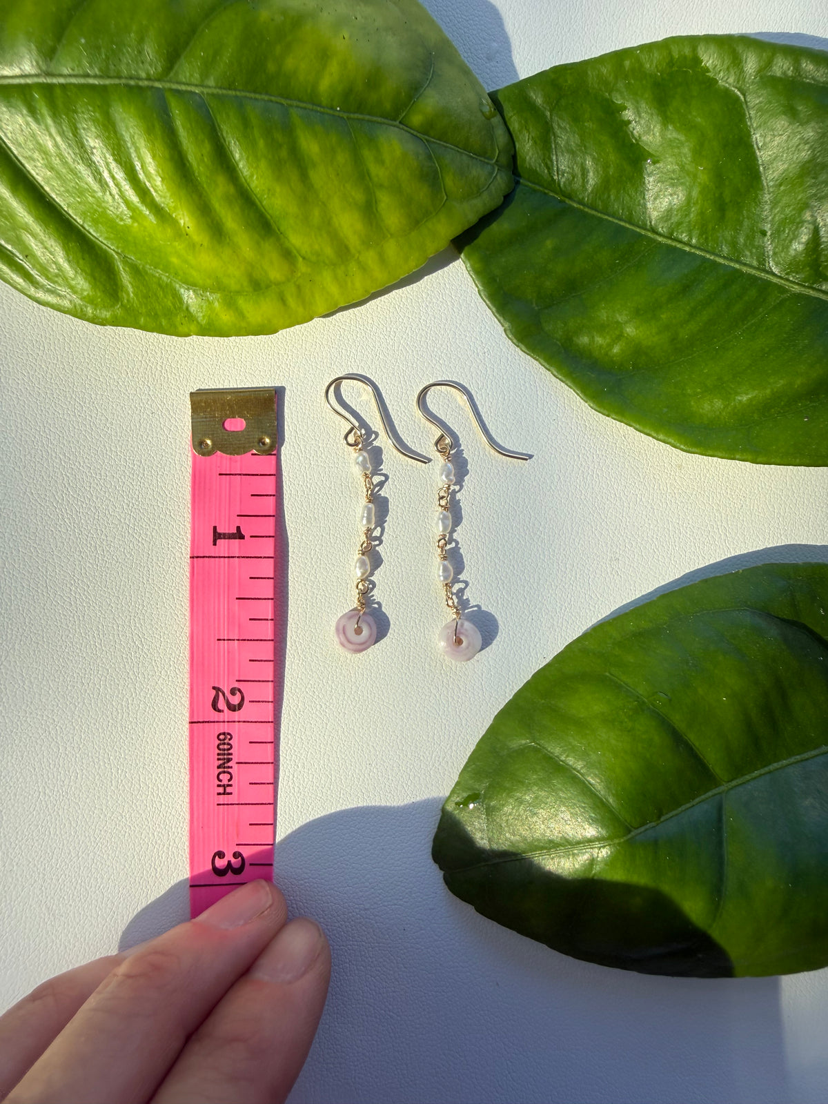 Purple Puka and Pearl Earrings