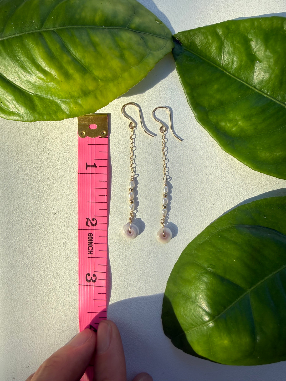 Purple Puka and Pearl Earrings