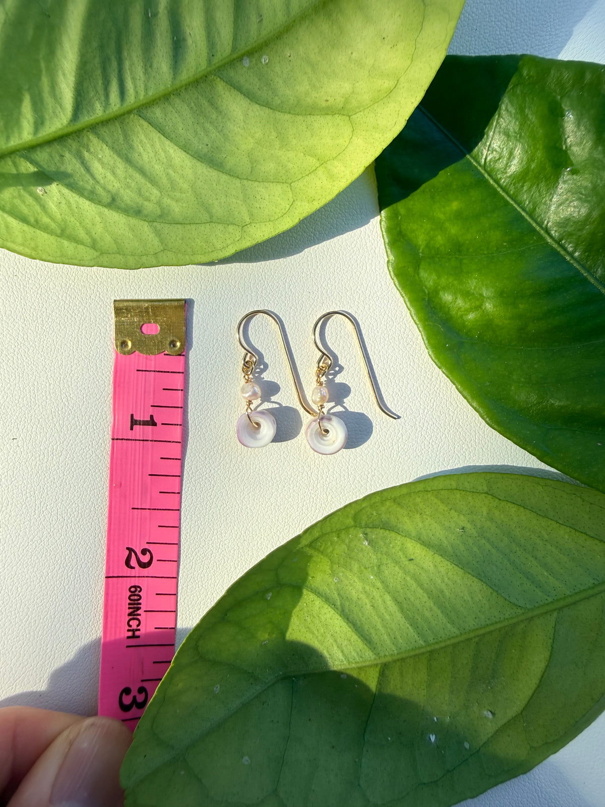 Purple Puka and Pearl Earrings