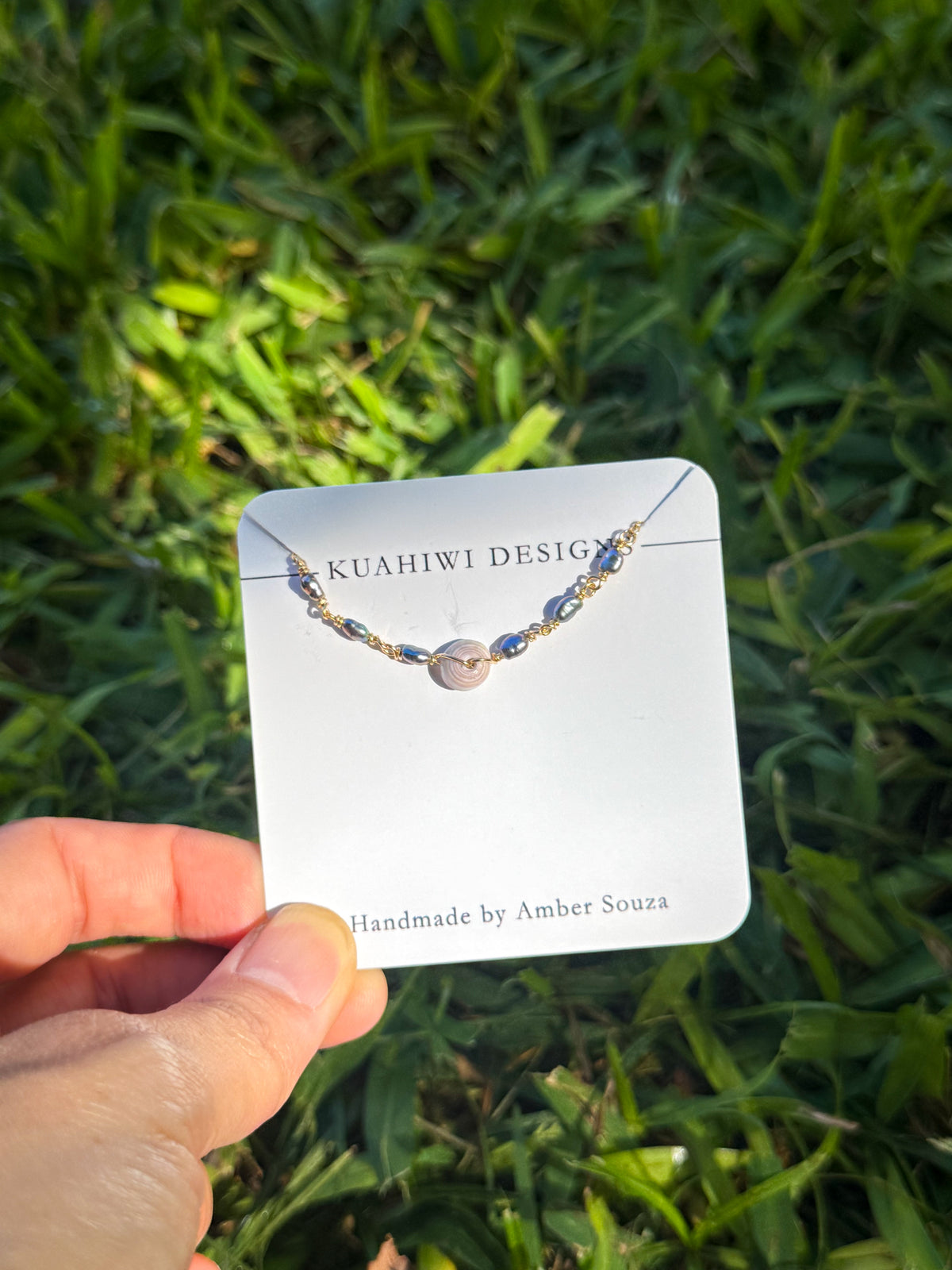 Purple Puka and Pearl Necklace