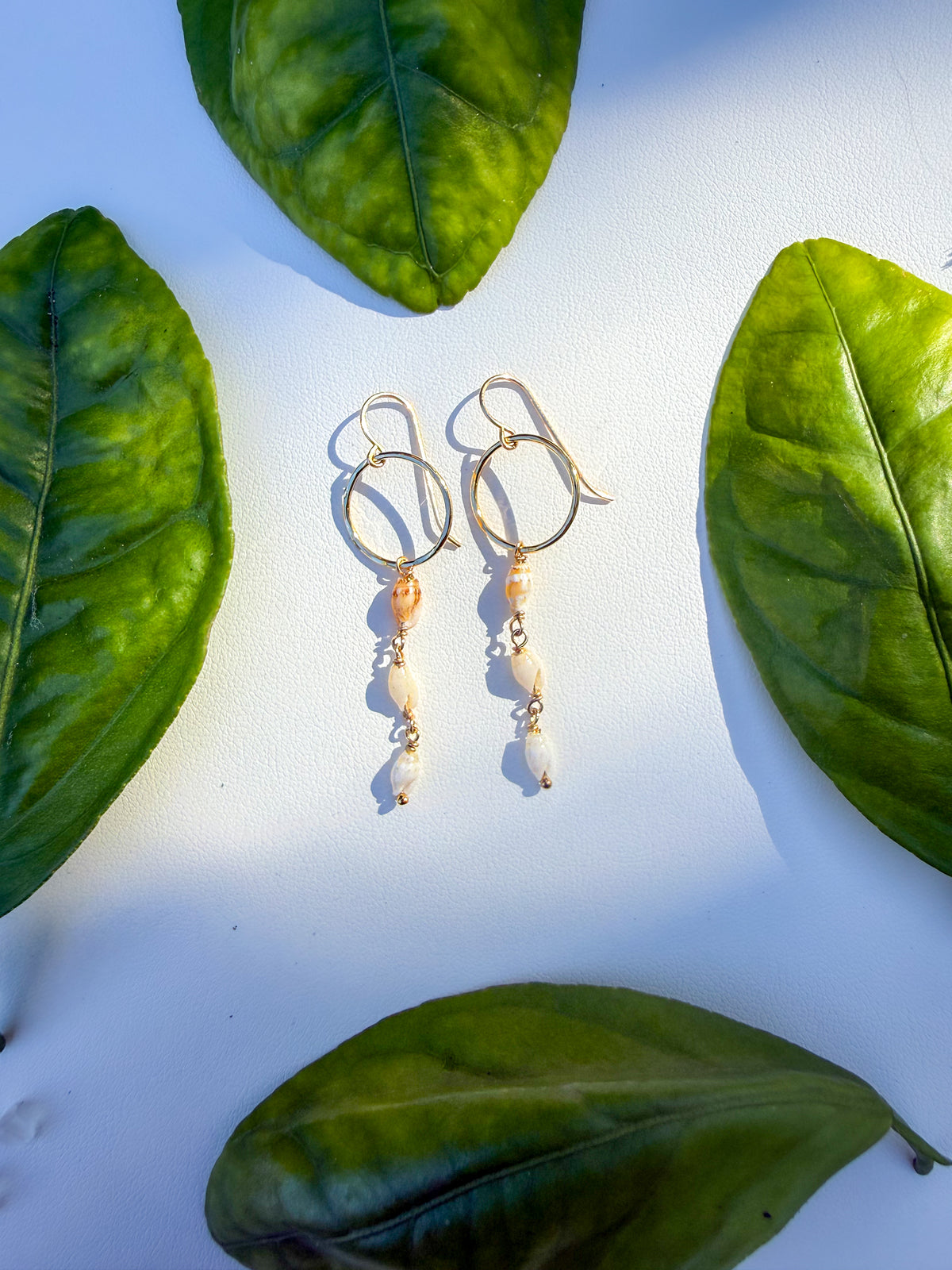 Niihau Laiki Shell Hoop Earrings