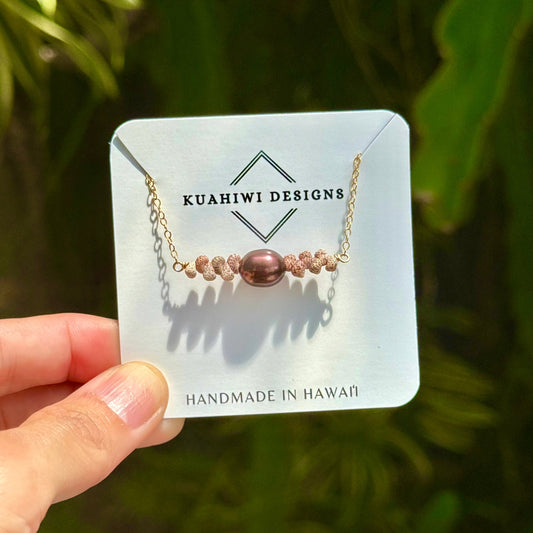 Oahu Kahelelani and Freshwater Pearl Necklace