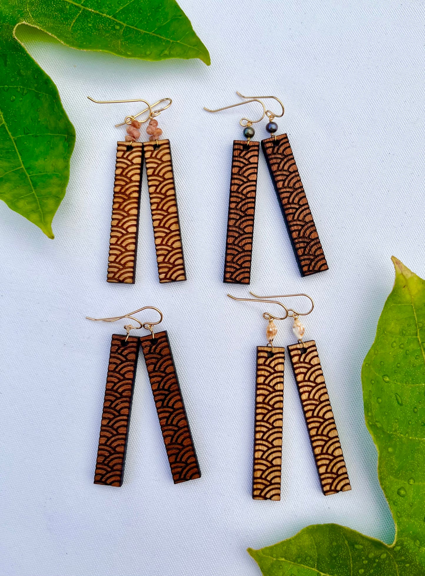 Customizable Wave Wood Earrings