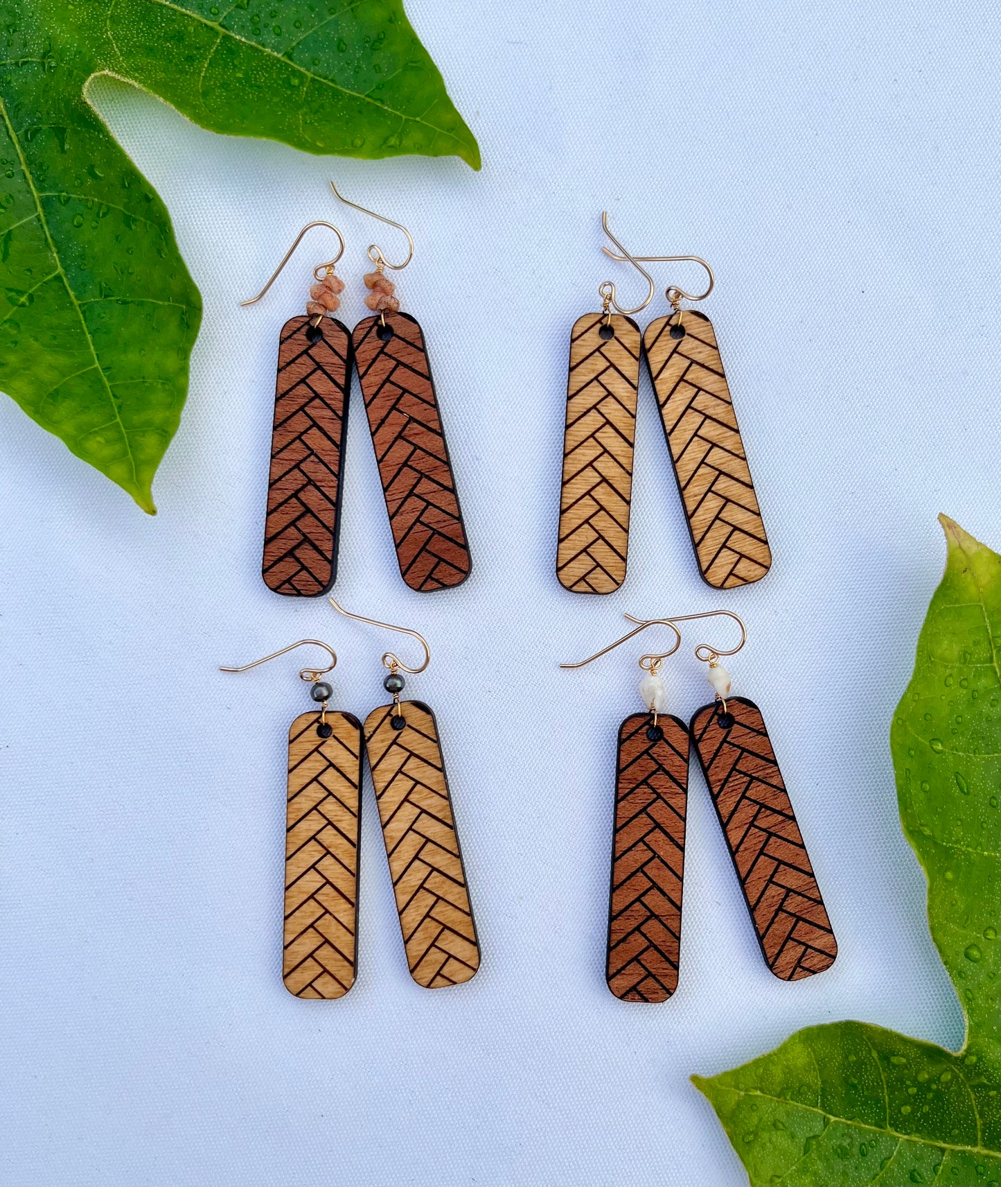 Customizable Lauhala Wood Earrings