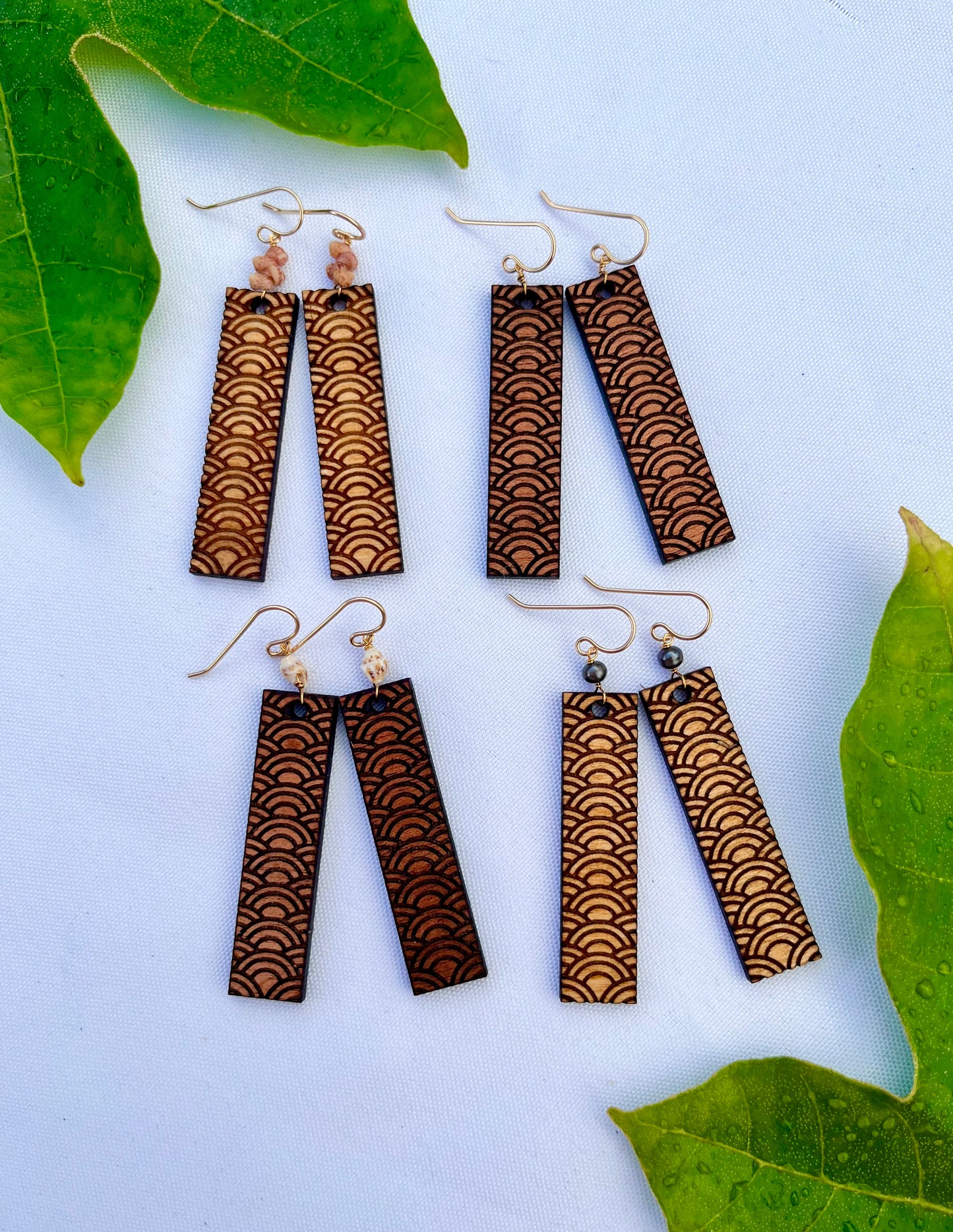 Customizable Wide Wave Wood Earrings