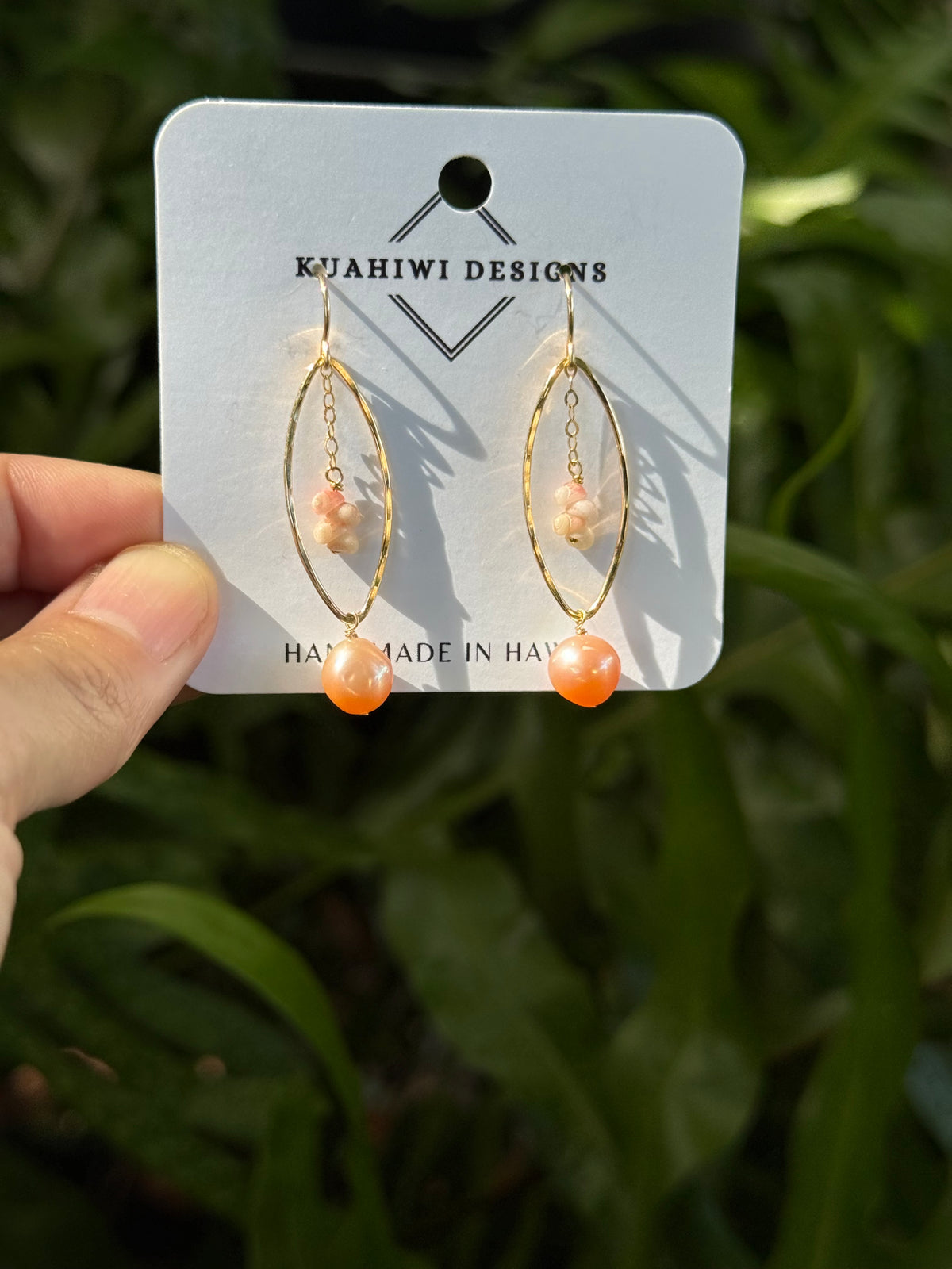 Niihau Shell and Pink Pearl Earrings