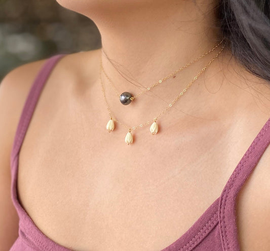 Pikake ʻEkolu Droplet Necklace