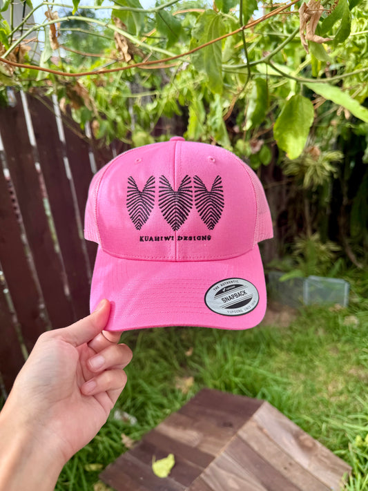 Kalo Trucker Hat - Black Stitching on Pink
